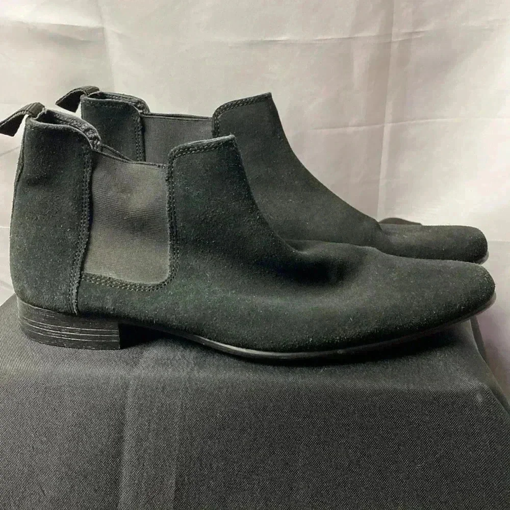 ASOS MENS SIZE 7.5 BLACK LEATHER‎ ANKLE BOOTS PULL ON CLEAN